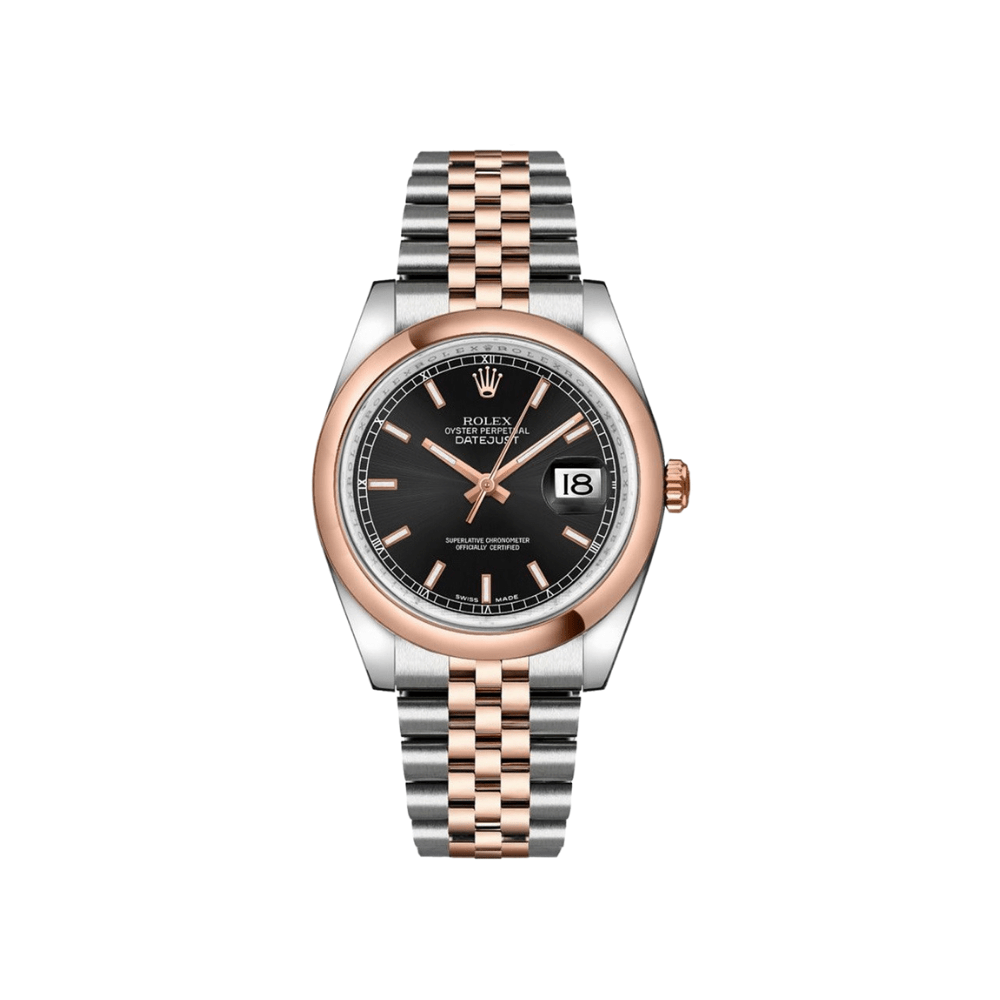 2025 Watch Datejust 116201 Stainless Steel Rose Gold Black Dial